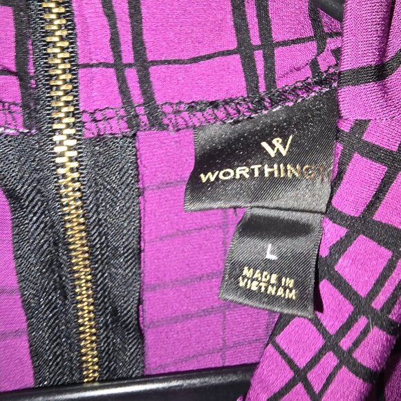 Worthington Fun Black Purple Blouse Large - Picture 7 of 7